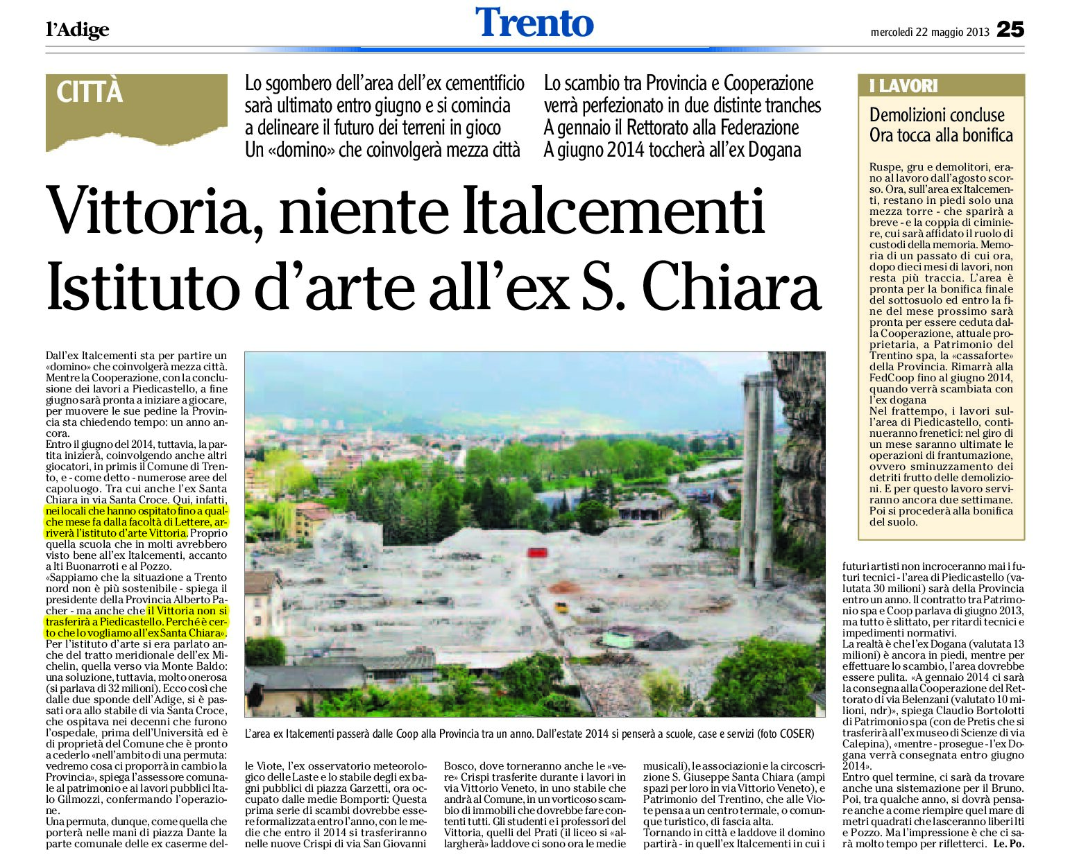 Trento: futuro di ex Italcementi e ex S. Chiara