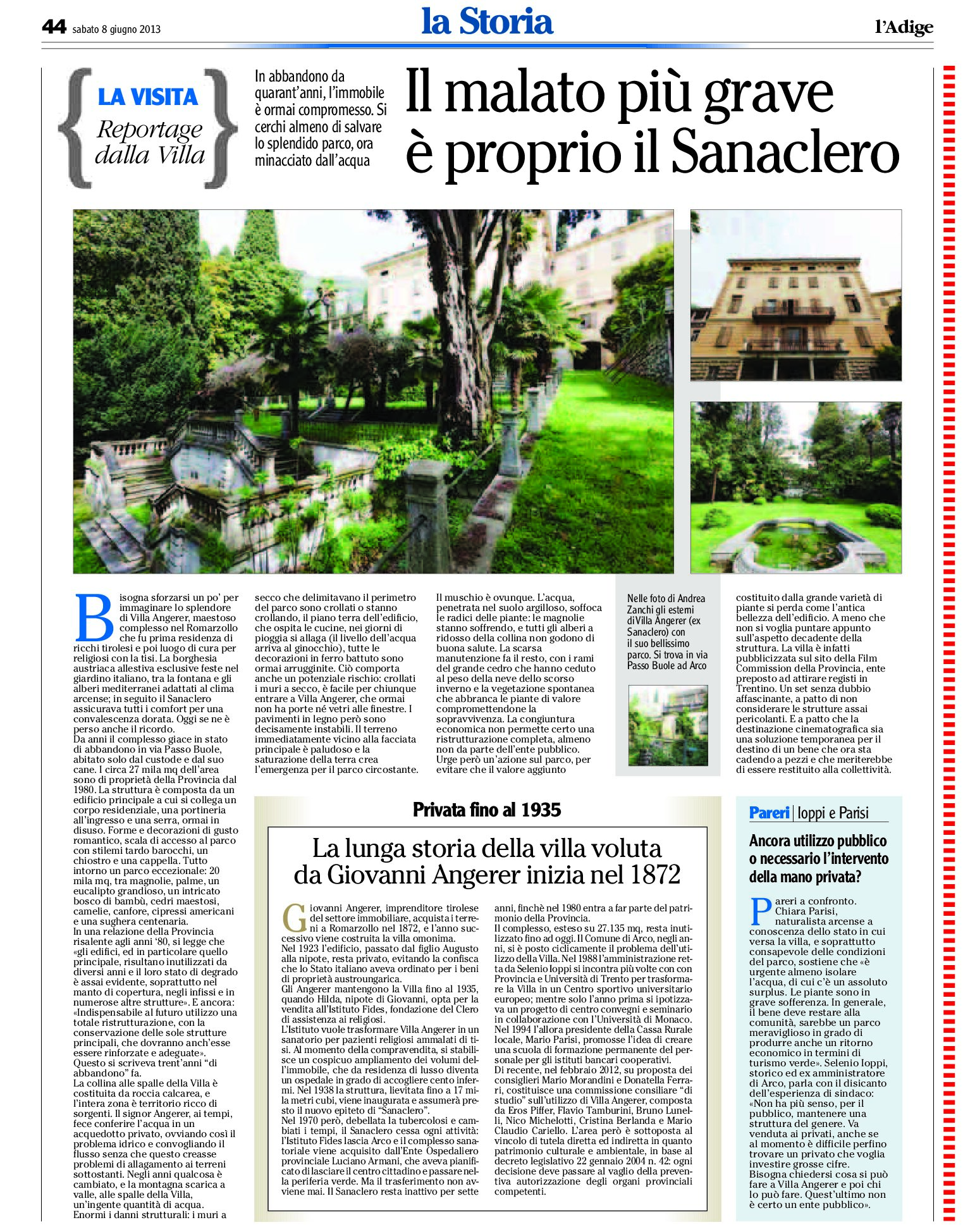 Arco: Villa Angerer, in abbandono da 40 anni.