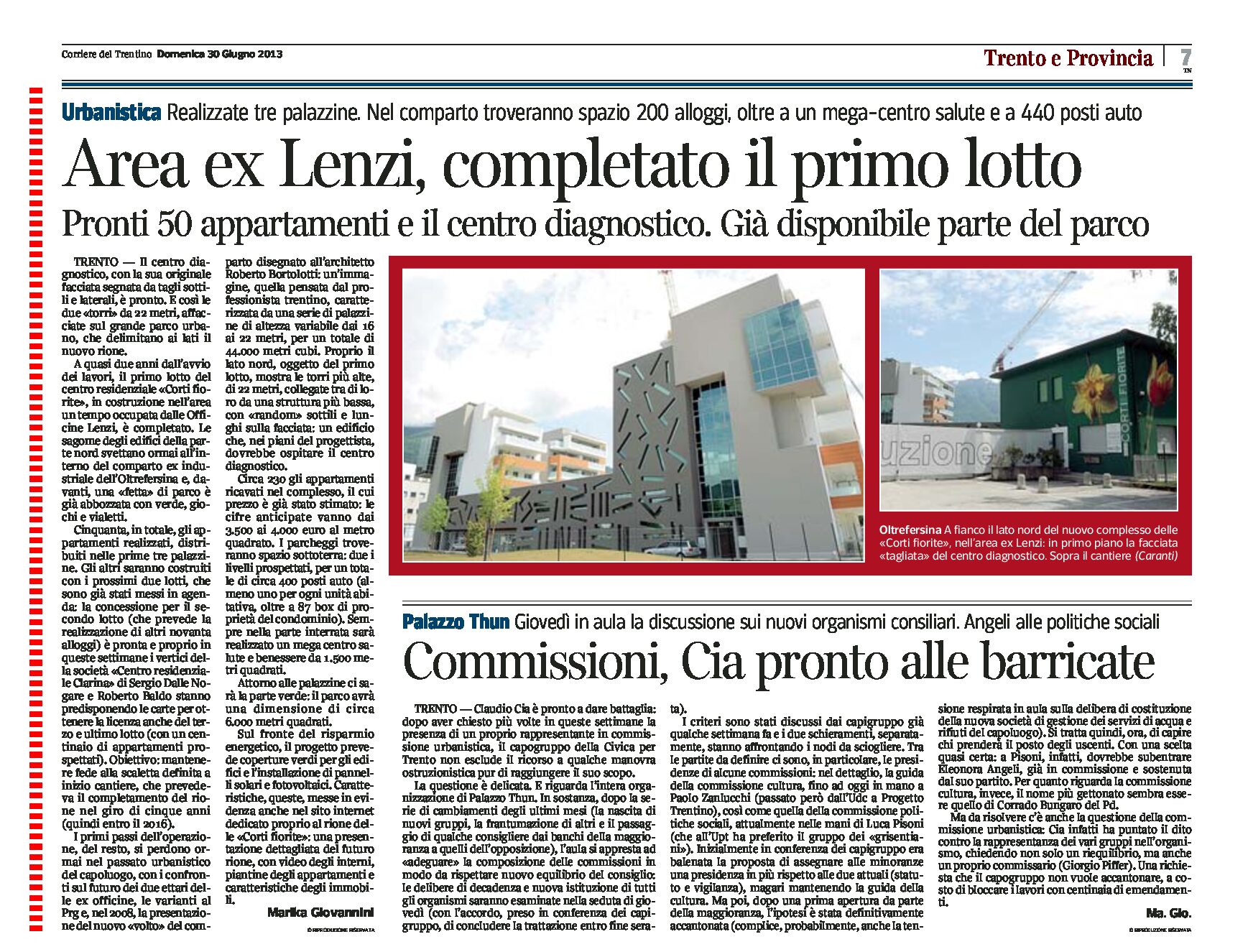 Completato il primo lotto dell’area ex Lenzi a Trento: il centro residenziale “Corti fiorite” e il centro diagnostico.