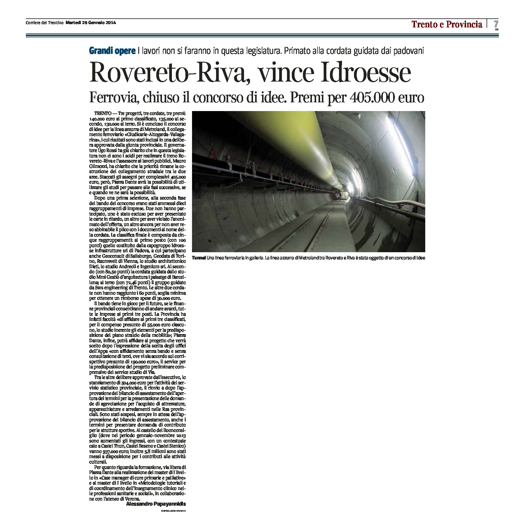 Rovereto-Riva, vince Idroesse. Chiuso il concorso di idee.