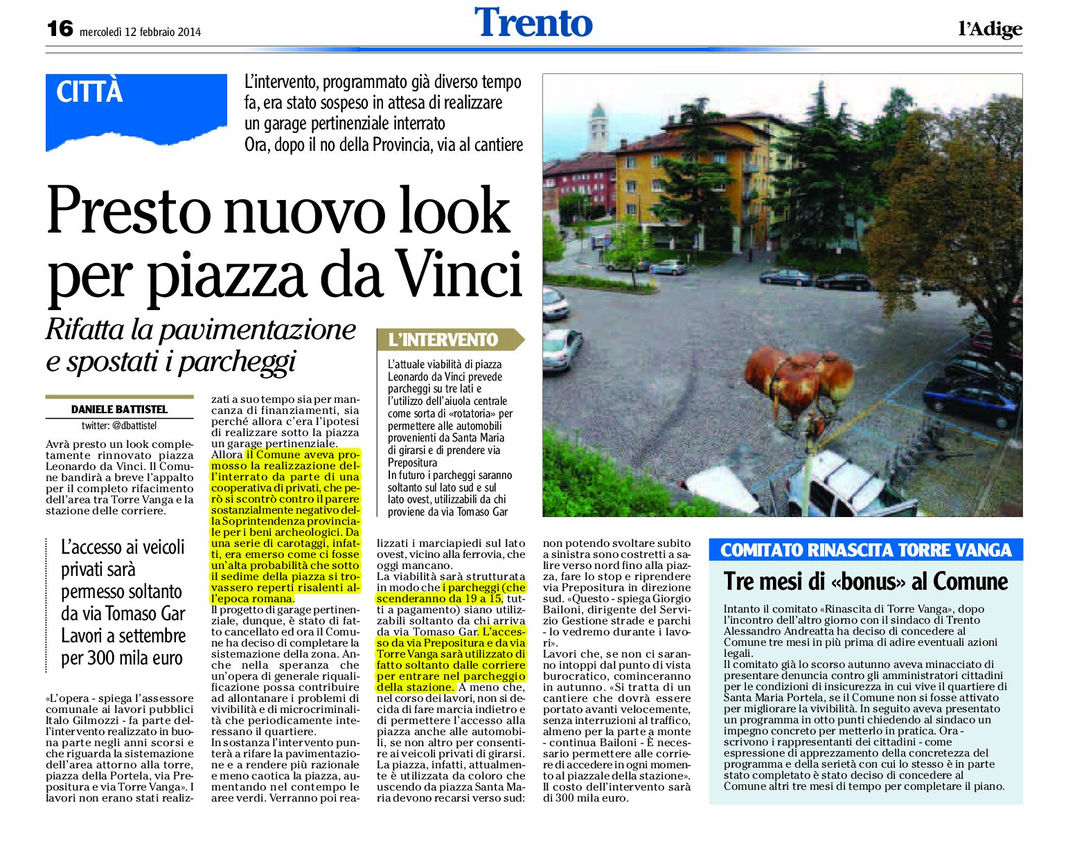 Trento: presto nuovo look per piazza da Vinci