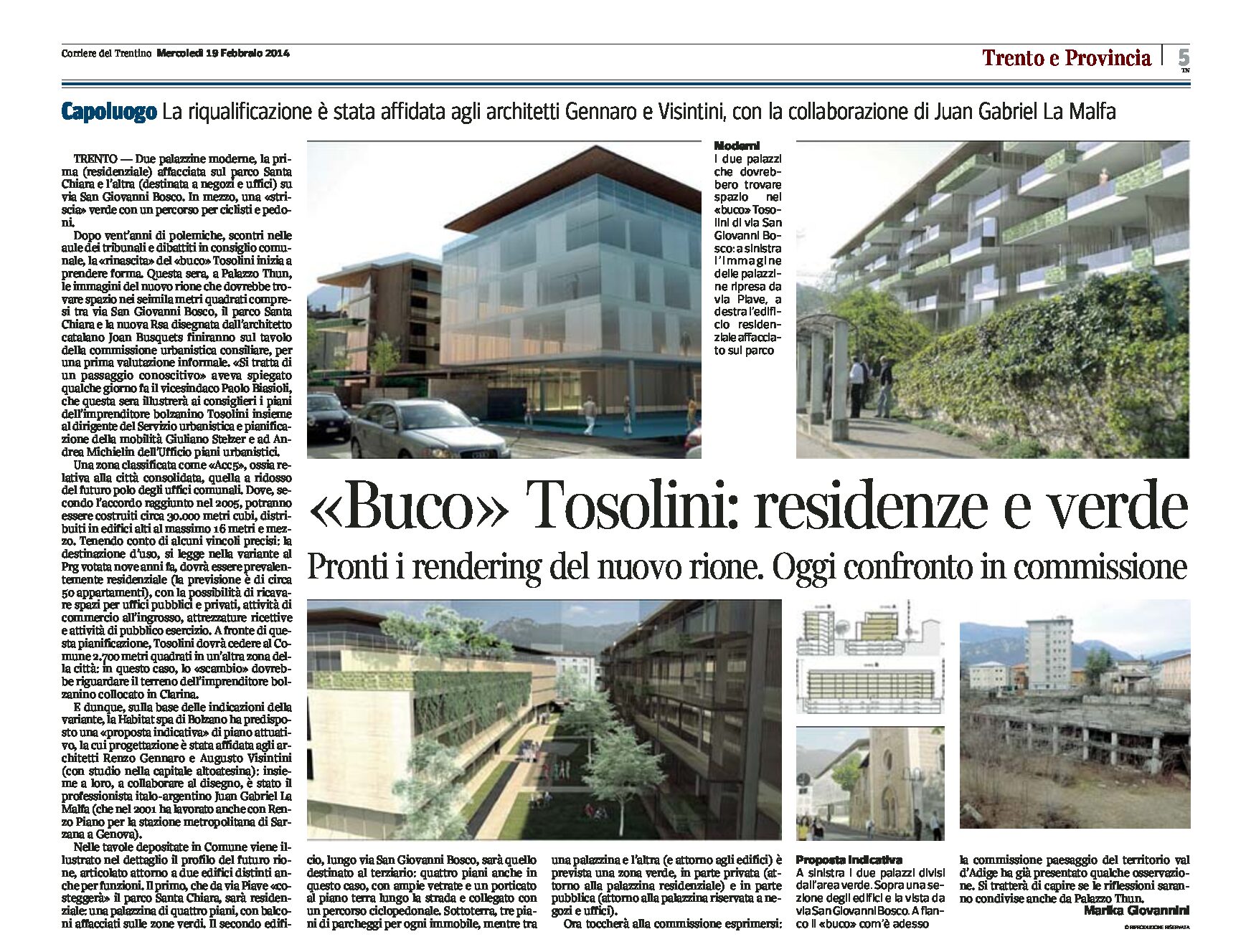 Trento: “buco” Tosolini, residenze e verde