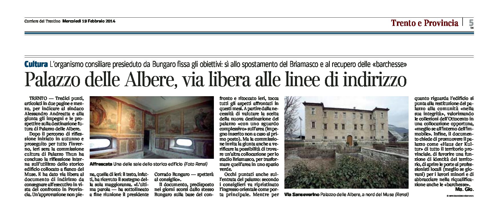 Trento: Palazzo delle Albere, via libera alle linee d’indirizzo
