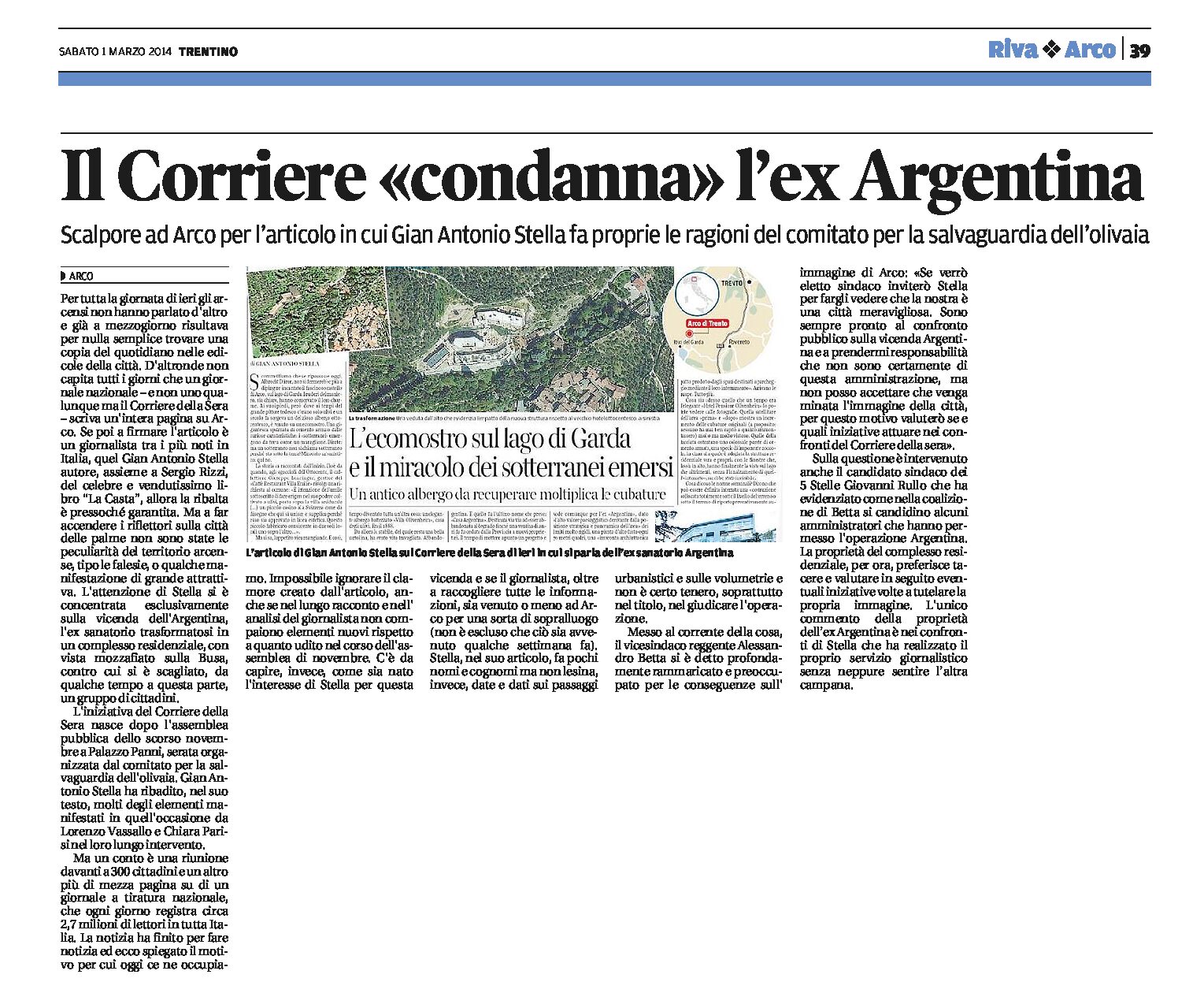 Arco: il Corriere “condanna” l’ex Argentina