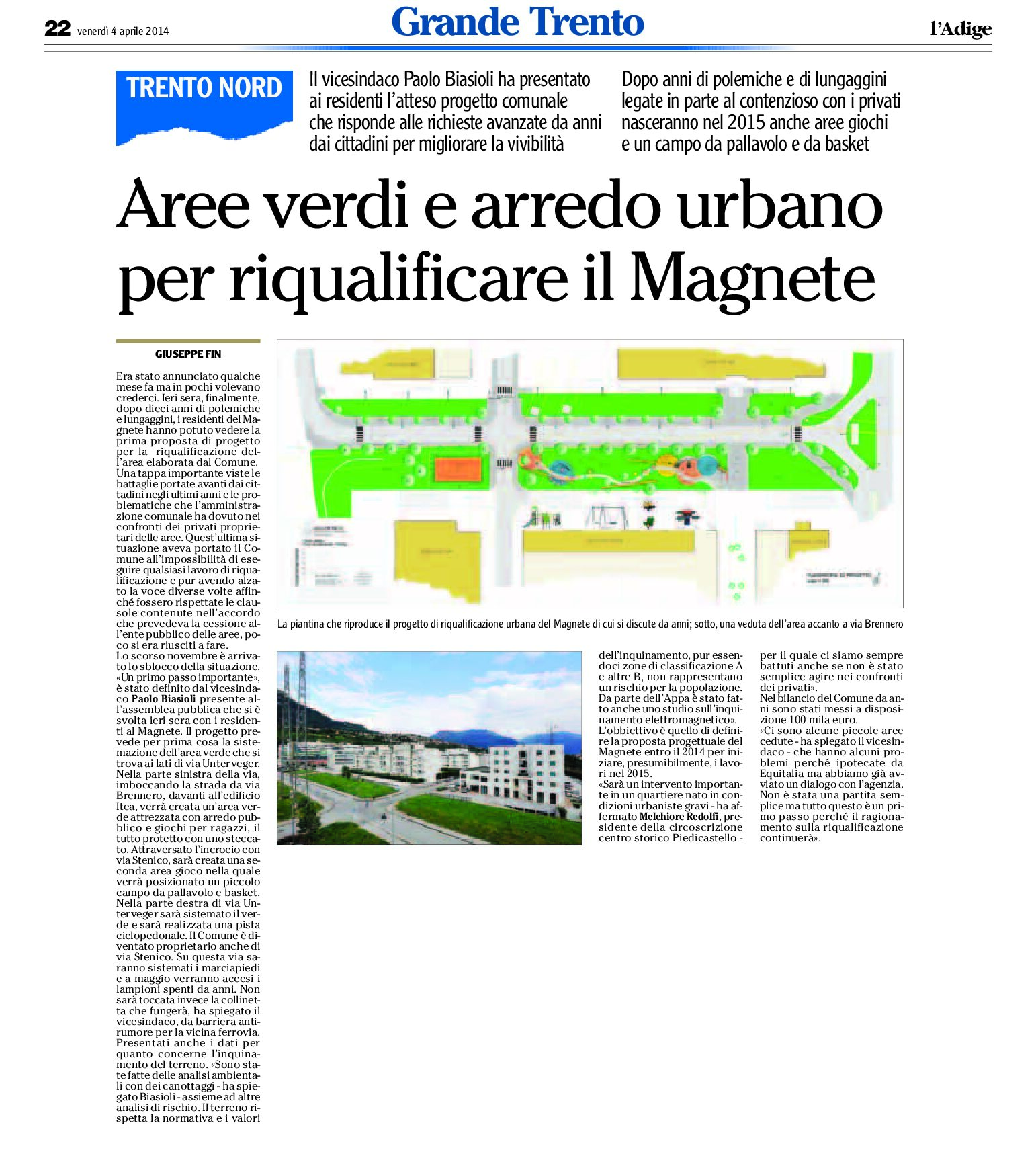 Trento nord: aree verdi e arredo urbano per riqualificare il Magnete