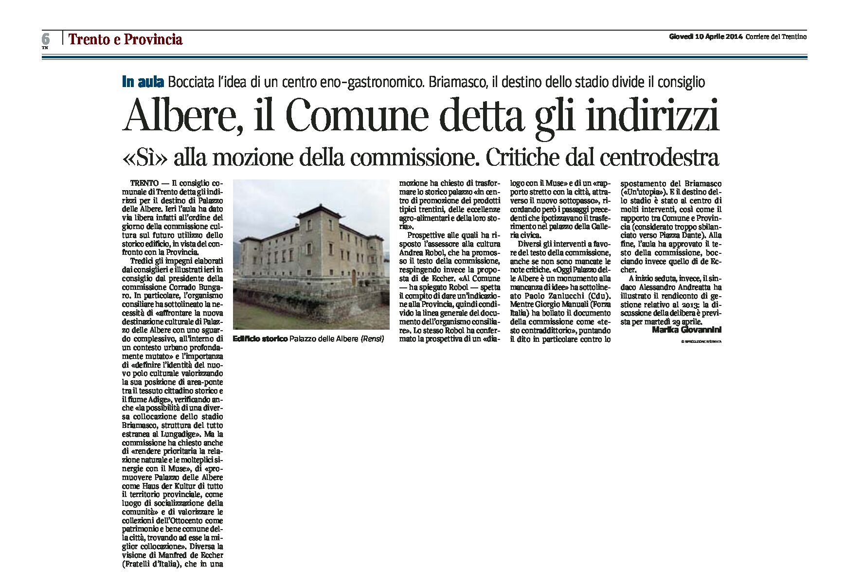 Trento: Albere, il Comune dette gli indirizzi
