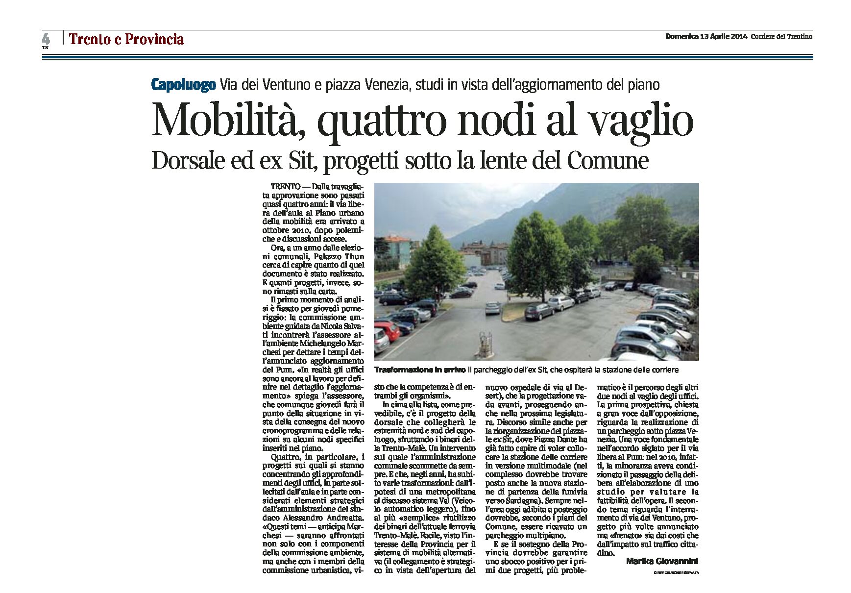 Trento: mobilità, quattro nodi al vaglio