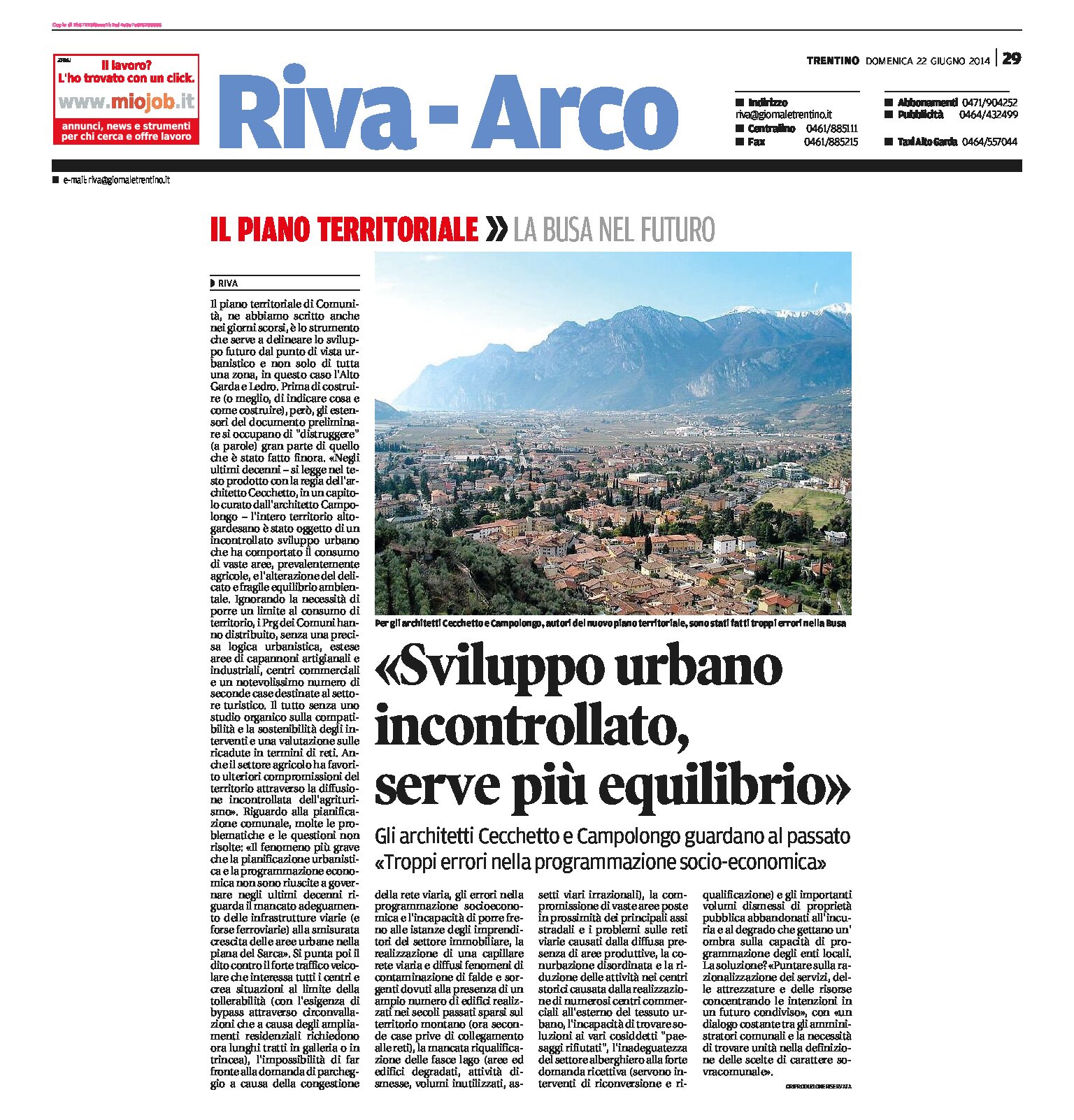 Piano territoriale Alto Garda: sviluppo urbano incontrollato, serve più equilibrio