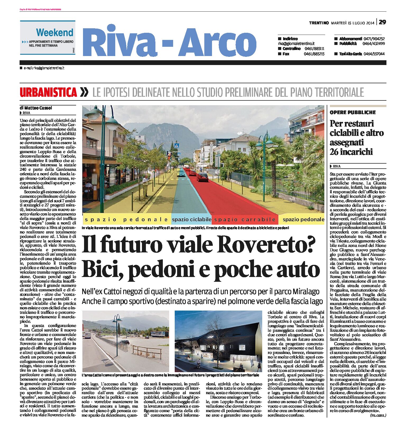 Riva – Torbole: il futuro viale Rovereto? Bici, pedoni e poche auto