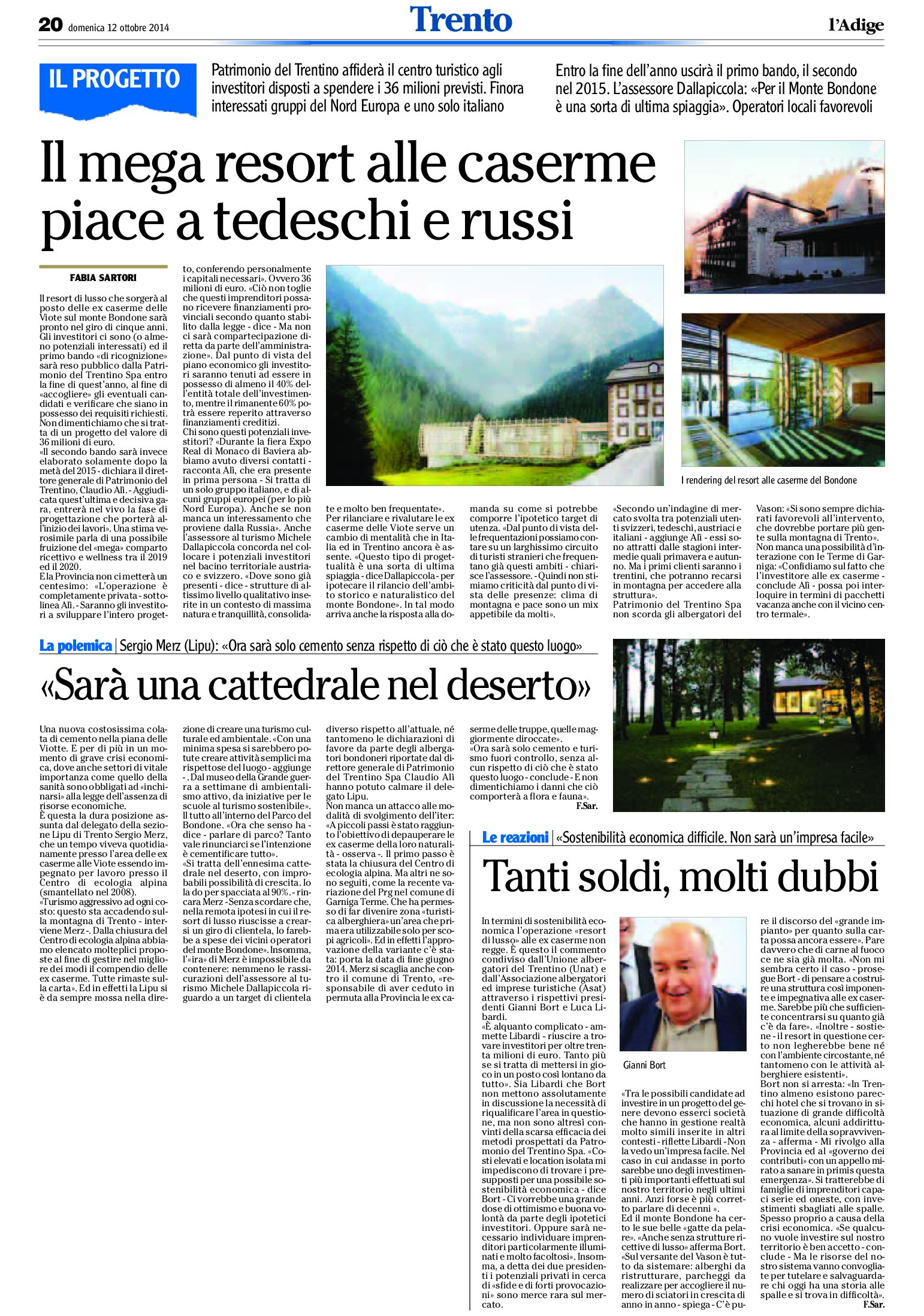 Trento, Bondone: il mega resort, sarà una cattedrale nel deserto. Piace a tedeschi e russi,