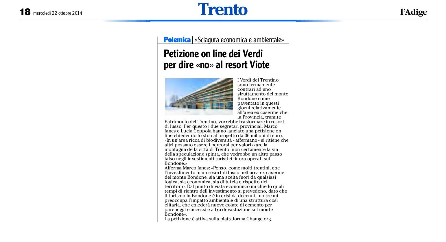 Bondone, Viote: petizione on line dei verdi per dire “no” al resort Viote