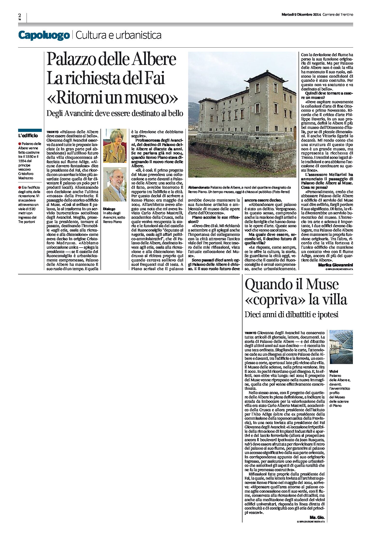 Trento, Palazzo delle Albere: la richiesta del Fai “ritorni un museo”