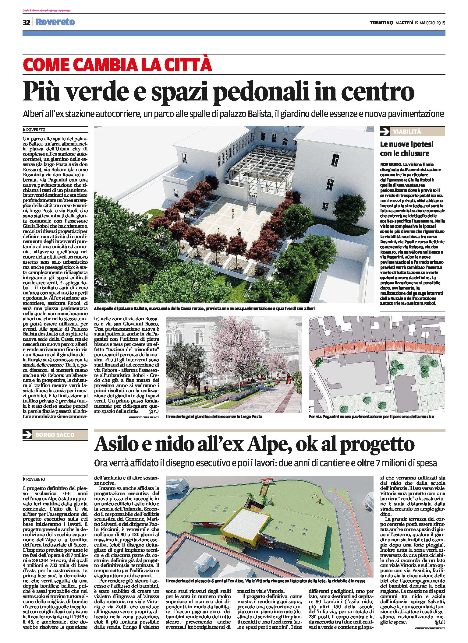 Urbanistica: nuovi progetti a Rovereto centro e Borgo Sacco