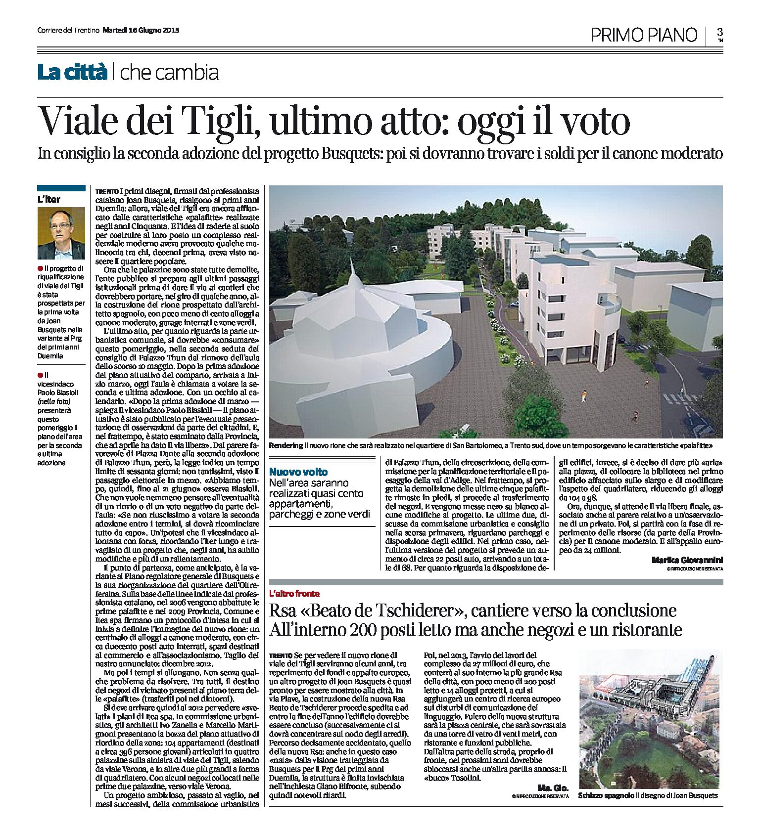 Trento, Busquets: Viale dei Tigli oggi il voto, Rsa “Beato de Tschiderer” verso la conclusione