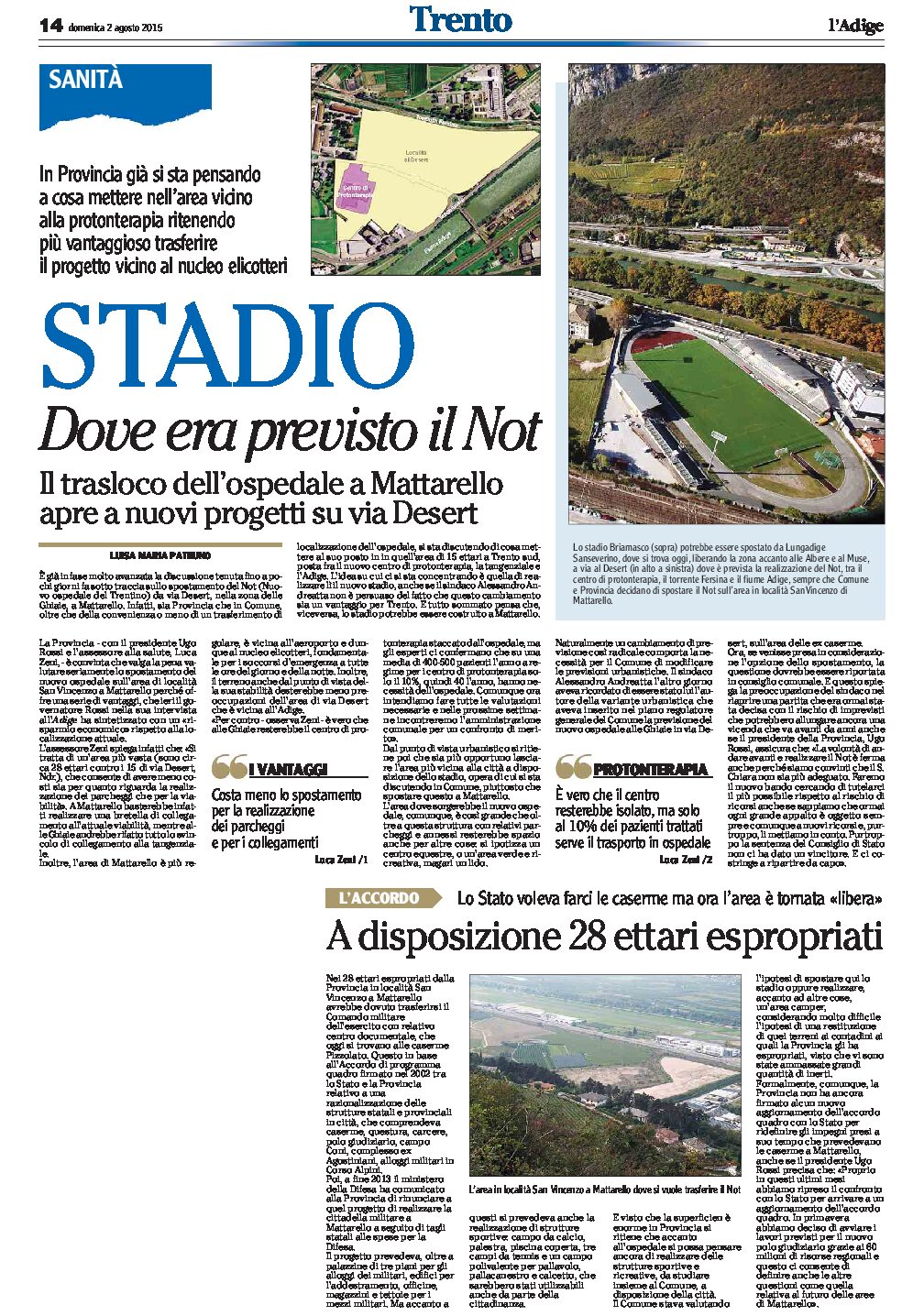 Trento: lo stadio dove era previsto il Not
