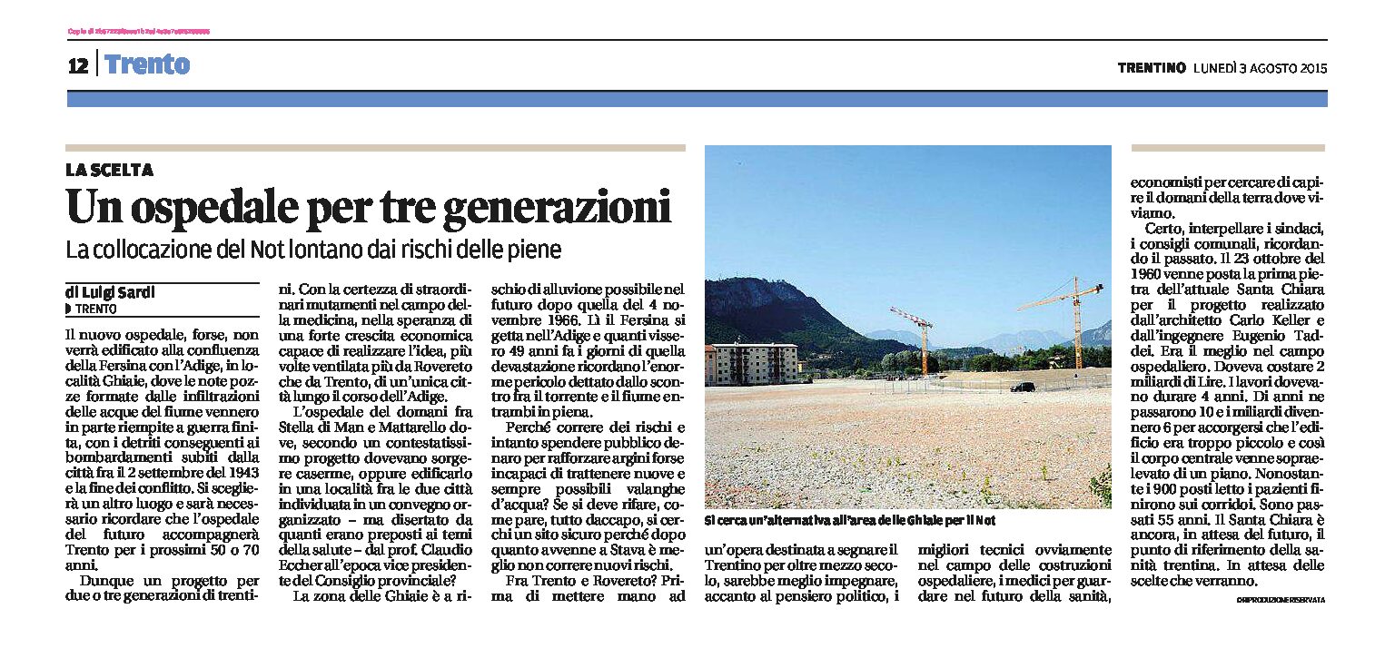Trento, Not: un ospedale per tre generazioni