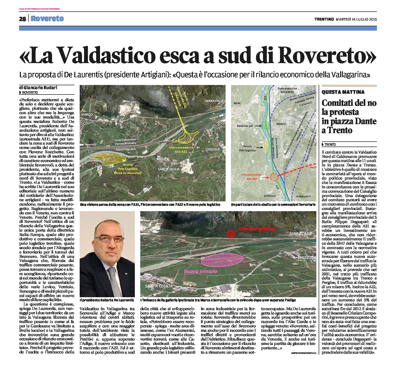 Valdastico: il presidente degli Artigiani “la Valdastico esca a sud di Rovereto”