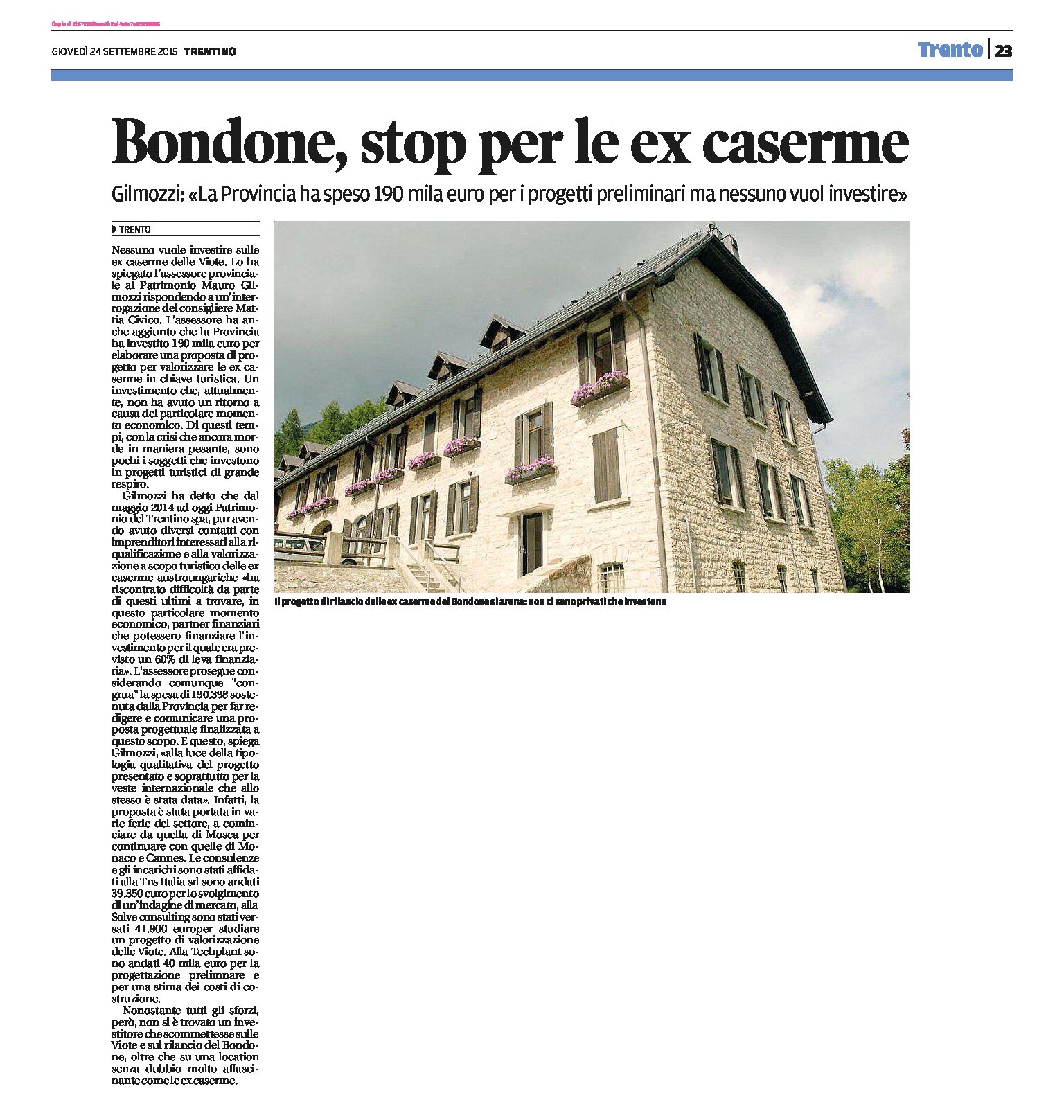 Bondone, Viote: nessuno vuole investire sulle ex caserme