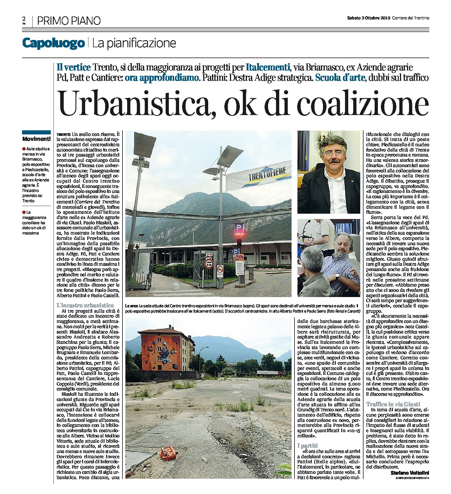 Trento, urbanistica: sì della maggioranza ai progetti per Italcementi, via Briamasco e Aziende Agrarie