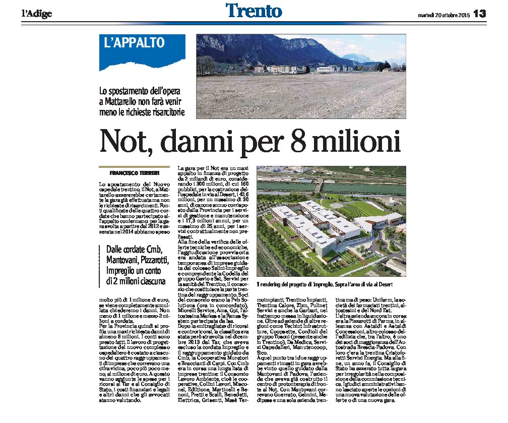 Trento, Not: danni per 8 milioni
