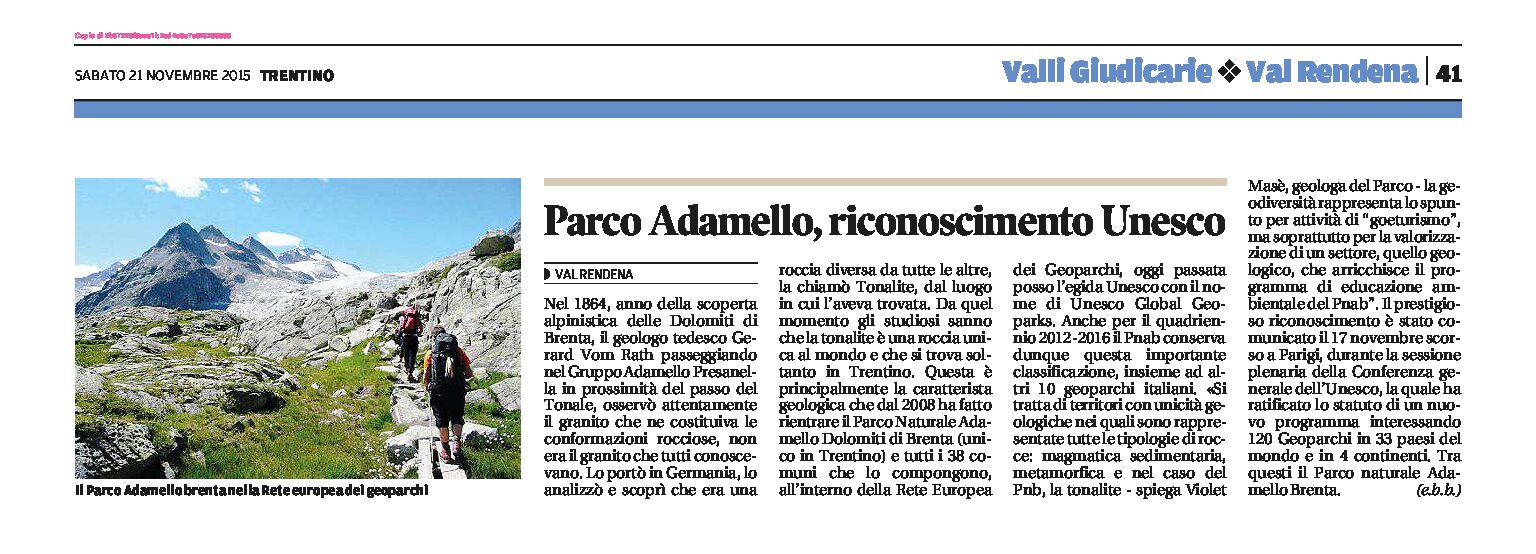 Parco Adamello Brenta: riconoscimento Unesco