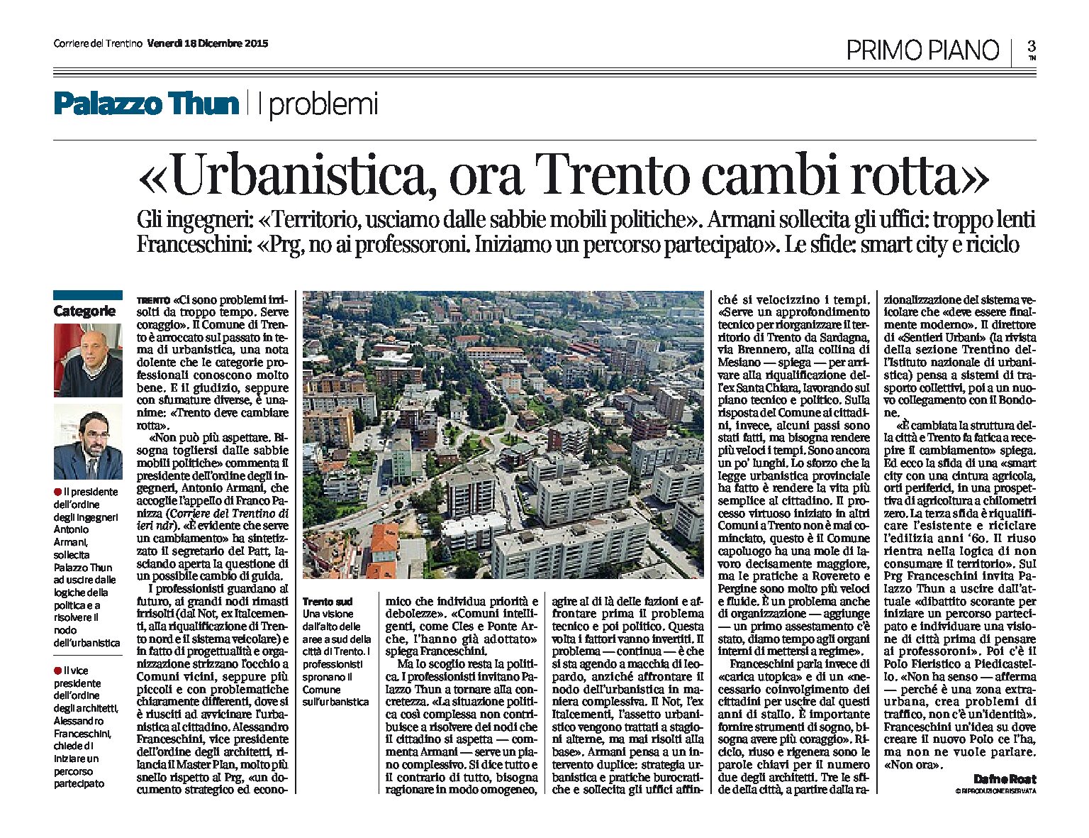 Urbanistica: Trento deve cambiar rotta e uscire dalle sabbie mobili politiche
