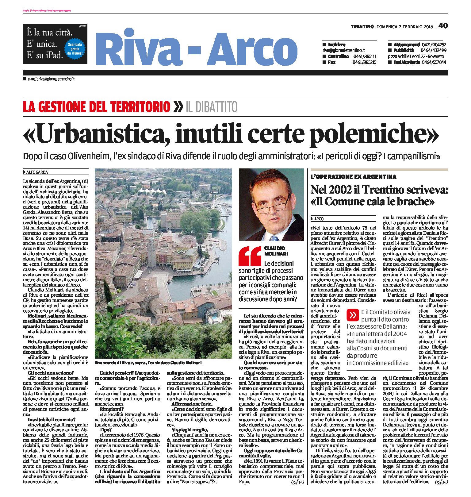 Arco, Olivenheim: intervista all’ex sindaco di Riva. Il Comitato olivaia e la lettera del 2004