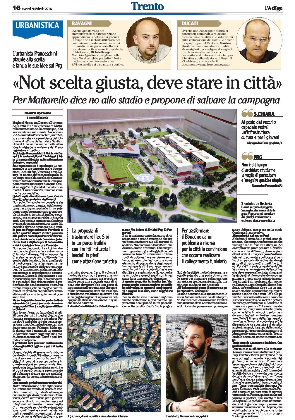 Trento, Not e stadio: Il vicepresidente dell’Ordine degli architetti “Not scelta giusta, deve restare in città” “no allo stadio a Mattarello”