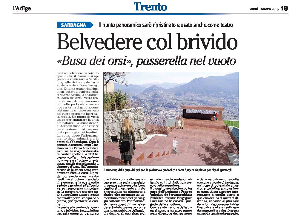 Trento, Sardagna: la “Busa dei orsi” una passerella nel vuoto