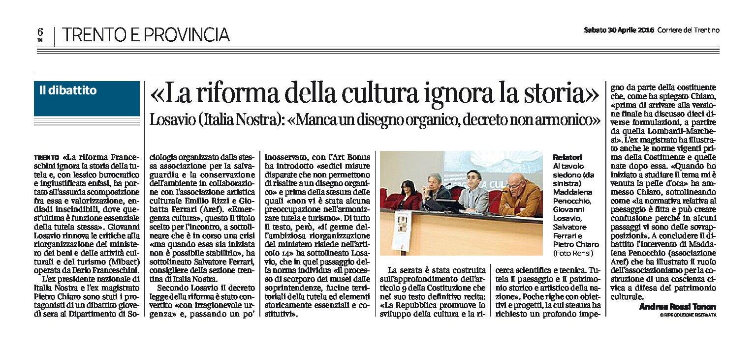 Italia Nostra, dibattito a Sociologia: emergenza cultura, la riforma ignora la storia