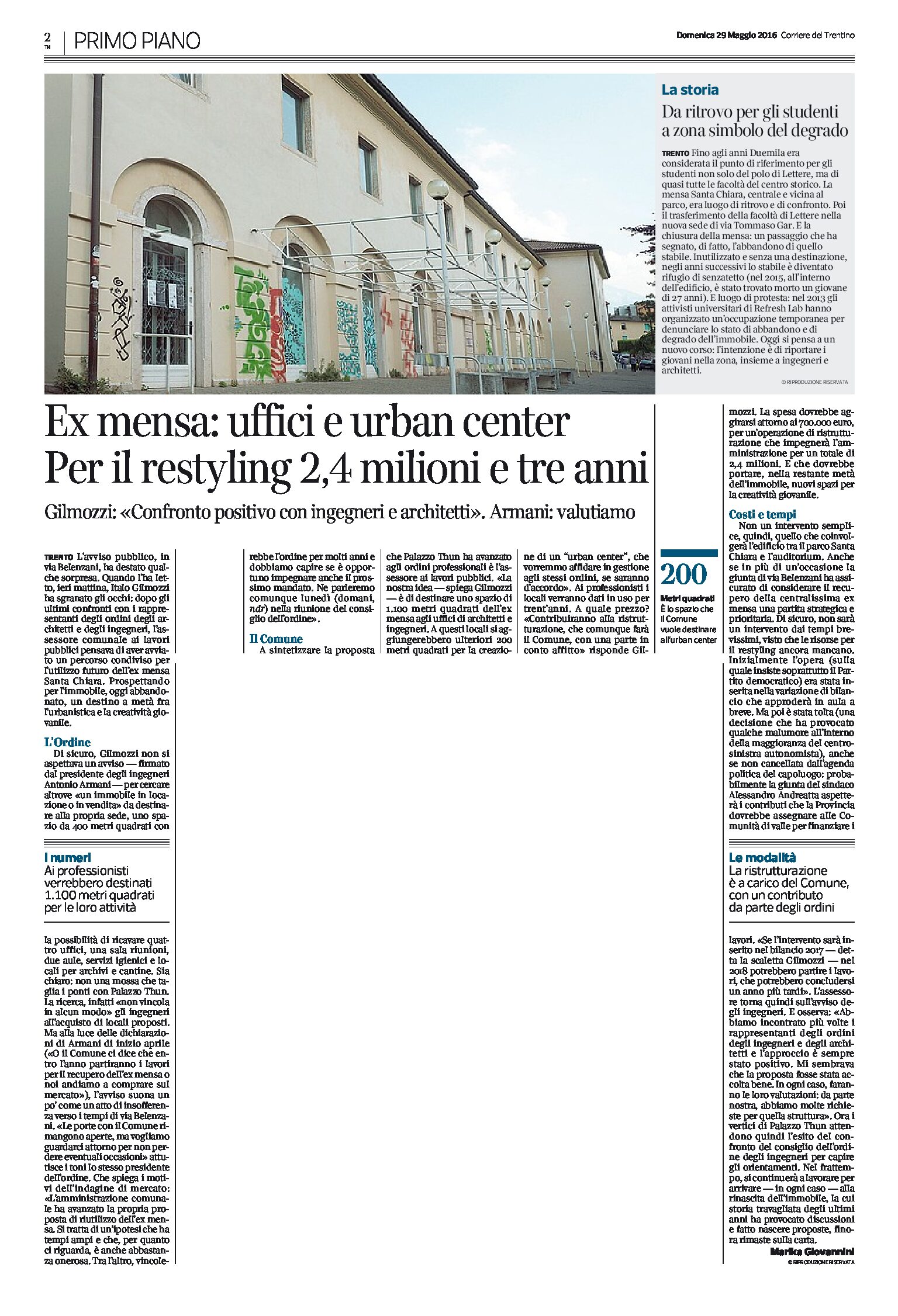 Trento, ex mensa S. Chiara: uffici e urban center