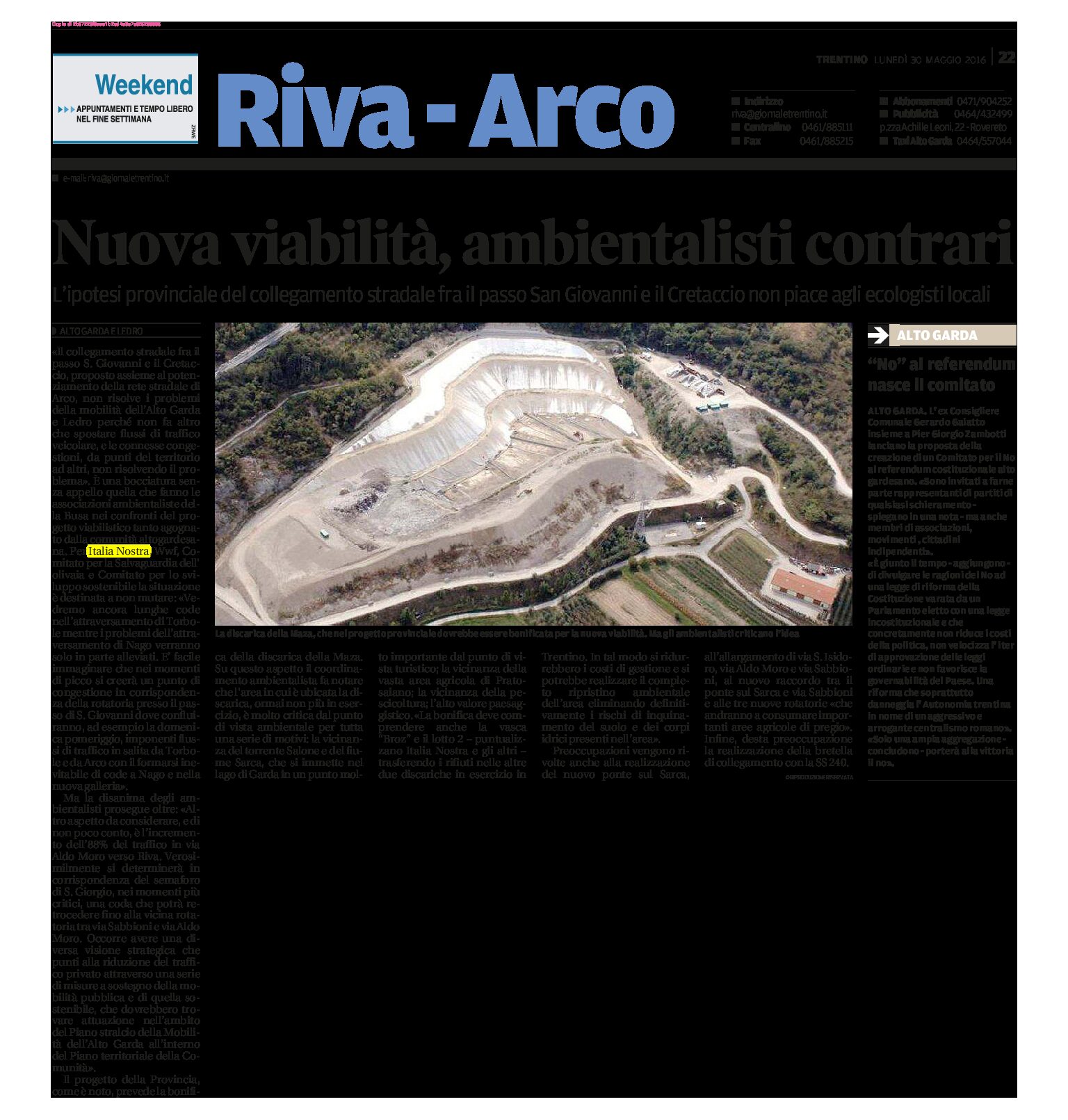 Passo San Giovanni-Cretaccio: nuova viabilità, ambientalisti contrari