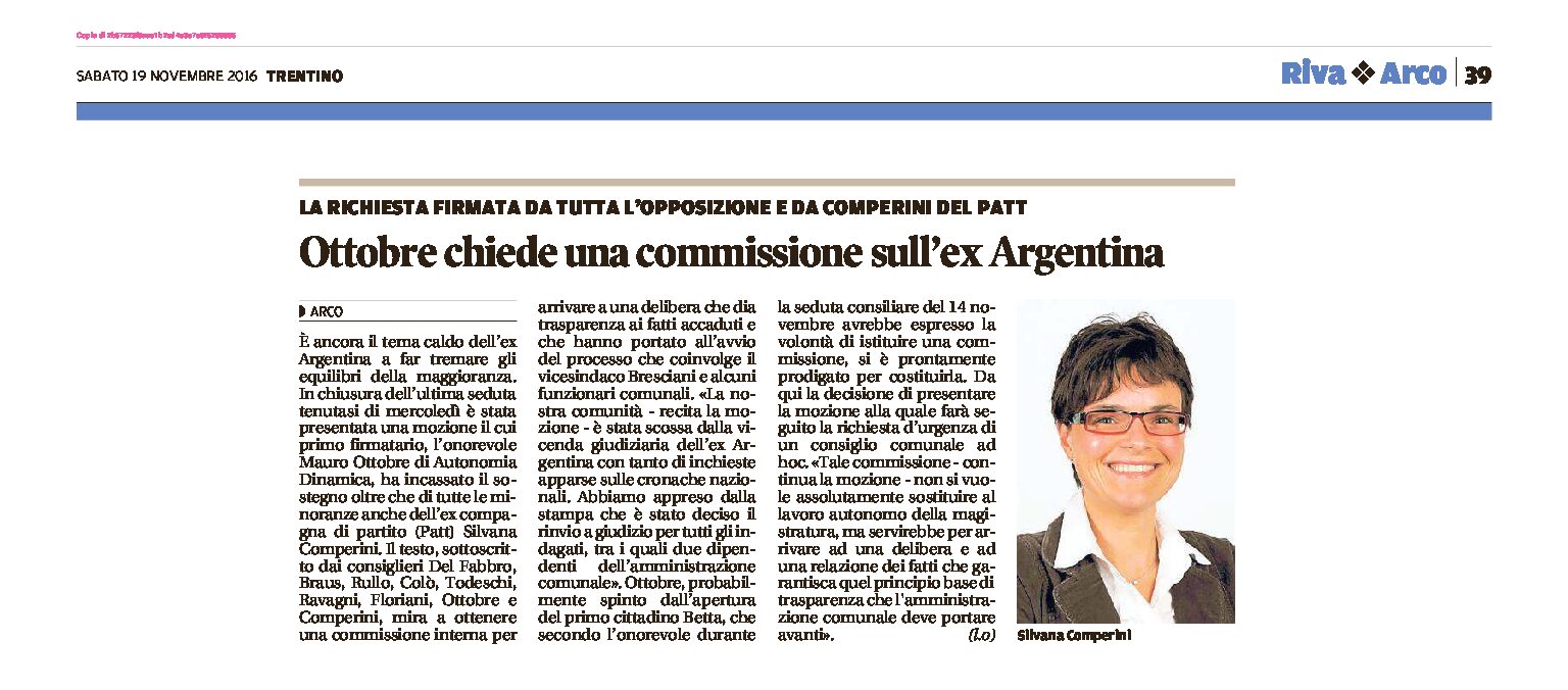 Arco, ex Argentina: Ottobre chiede una commissione