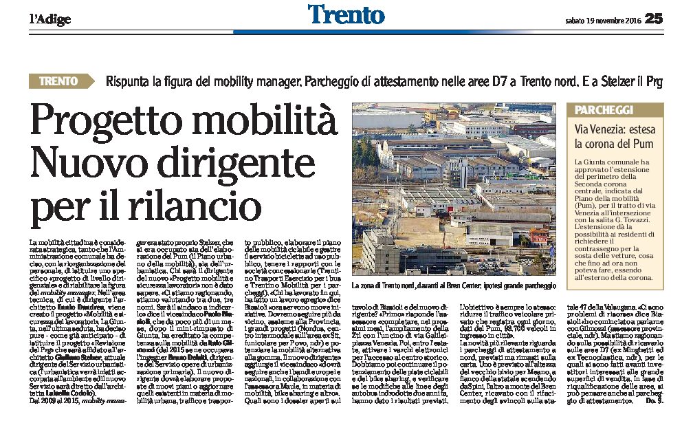 Trento, progetto mobilità: nuovo dirigente per il rilancio