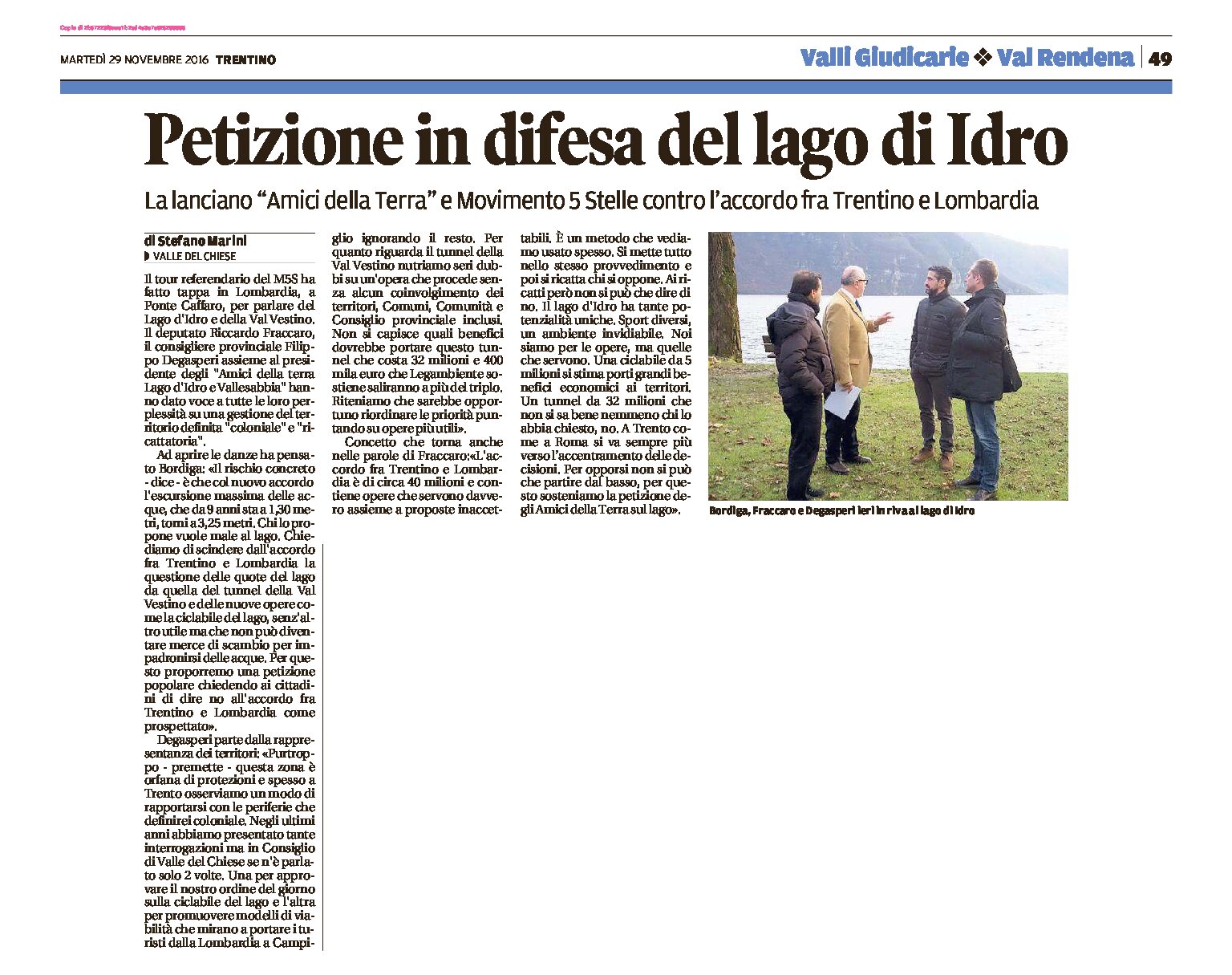 Lago d’Idro e val Vestino: petizione contro l’accordo tra Trentino e Lombardia