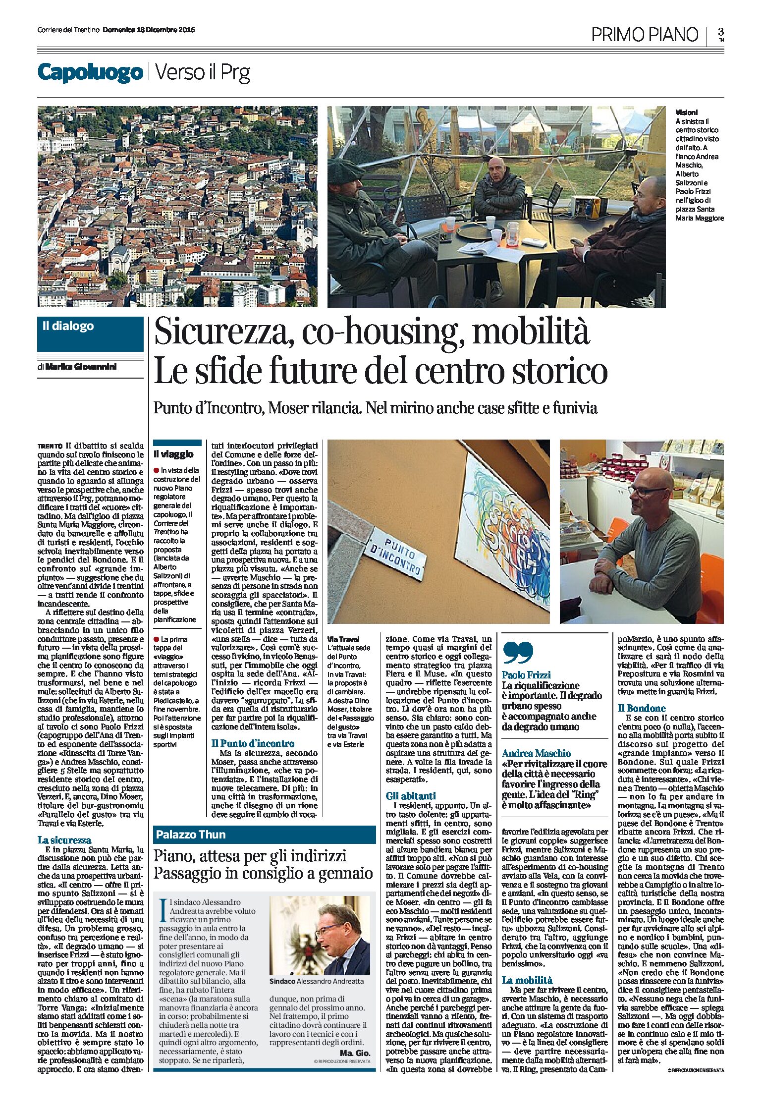 Trento: sicurezza, co-housing, mobilità. Le sfide future del centro storico