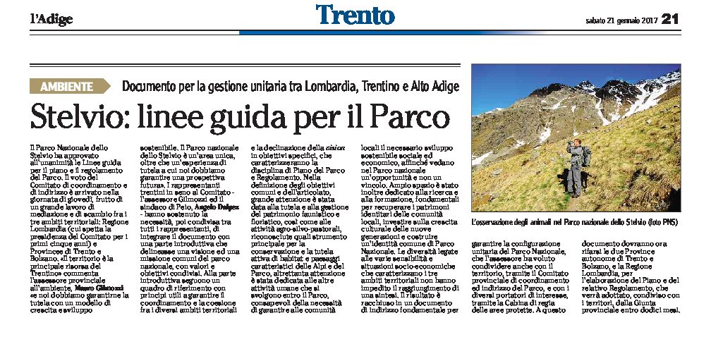 Stelvio: linee guida per il Parco. Documento per la gestione unitaria tra Lombardia, Trentino e Alto Adige