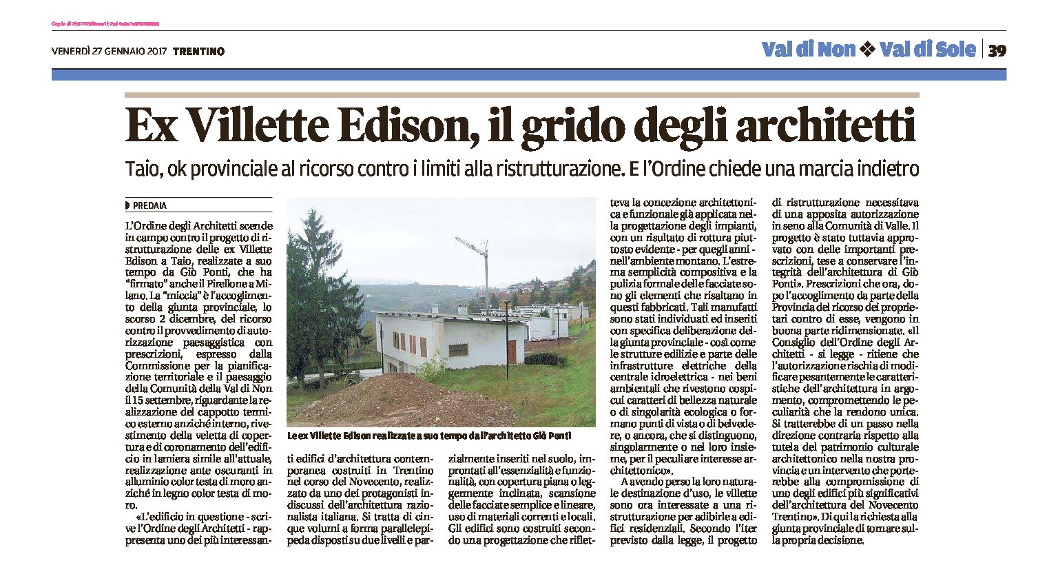 Val di Non, villaggio Edison: il grido degli architetti