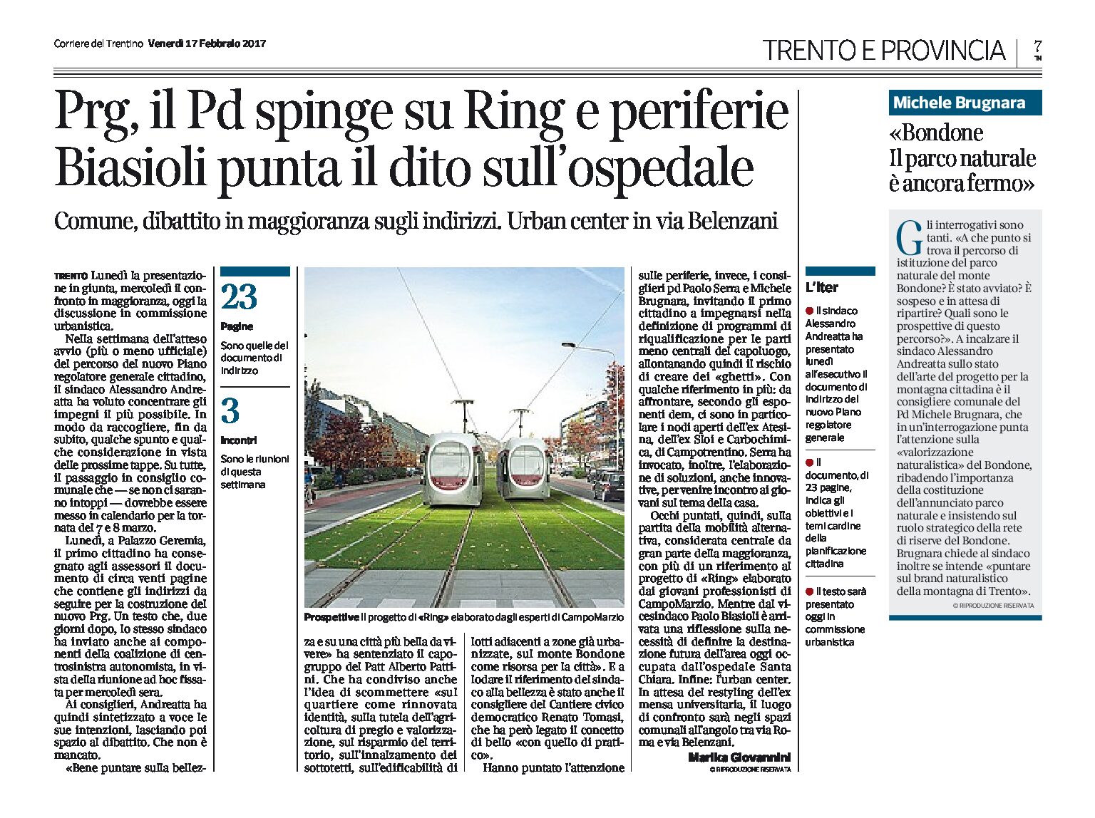 Trento, nuovo Prg: il Pd spinge su Ring e periferie, Biasioli sull’ospedale