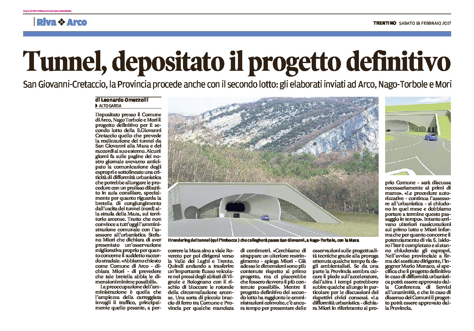 Tunnel San Giovanni-Cretaccio: depositato il progetto definitivo.