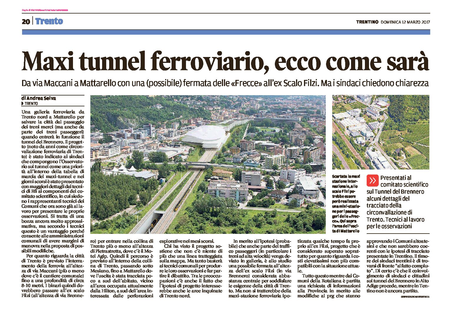 Trento-Mattarello: un maxi tunnel ferroviario