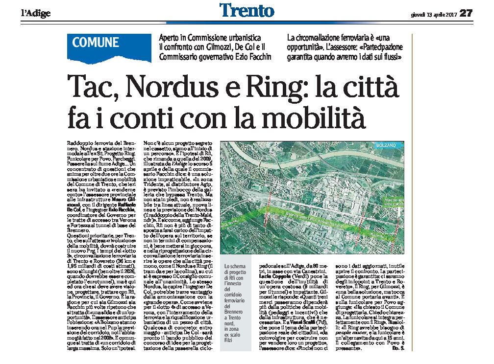 Trento, mobilità: Tac, Nordus e Ring