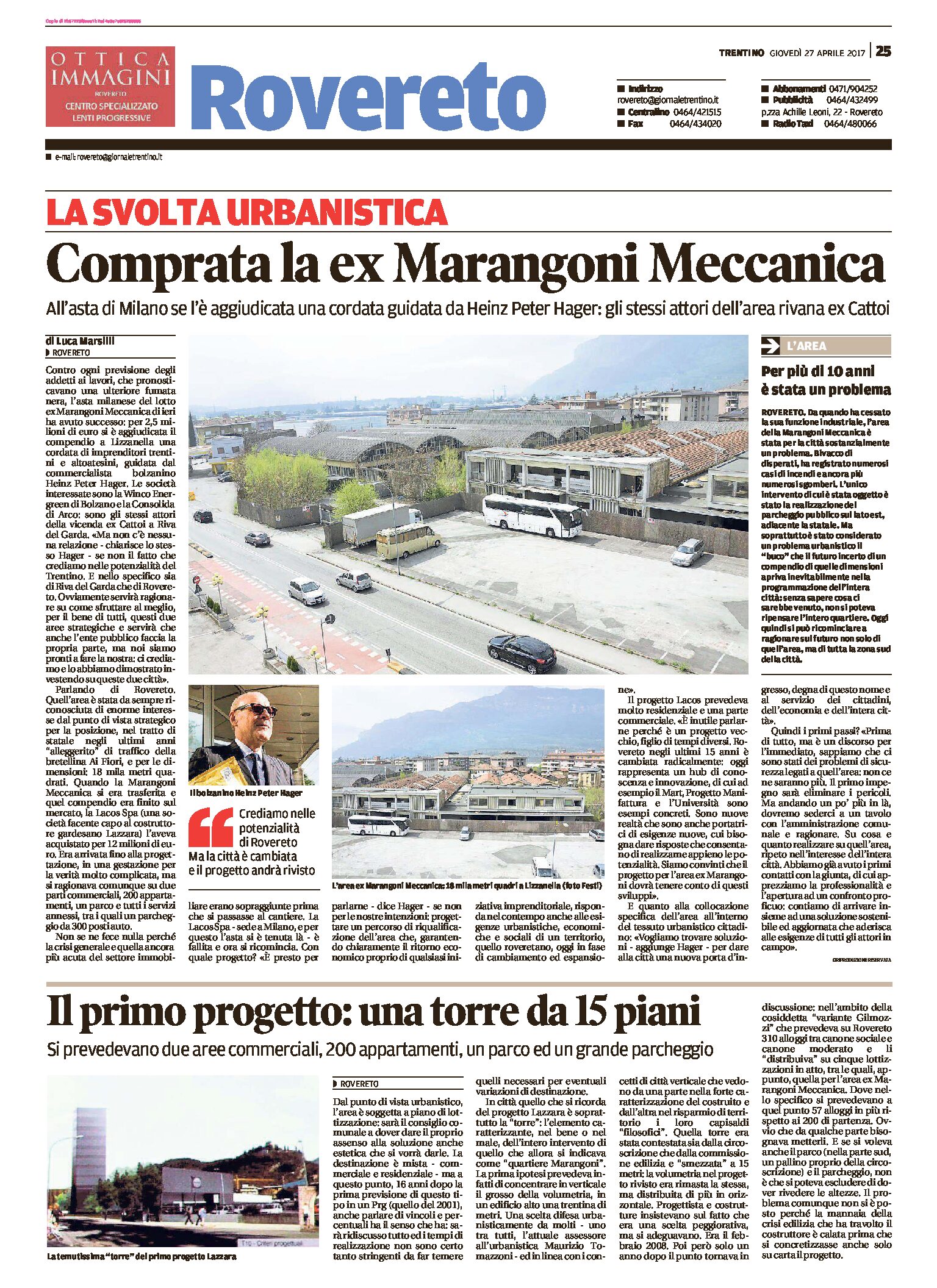 Rovereto: comprata la ex Marangoni Meccanica.