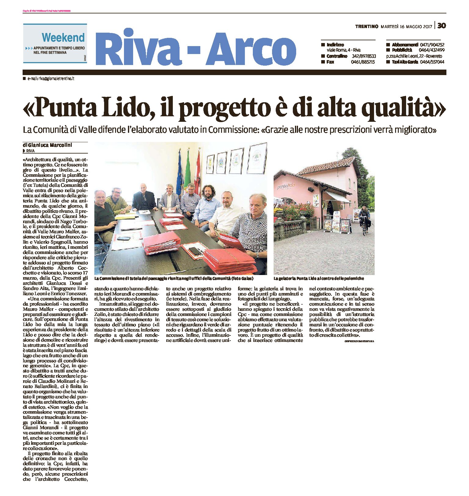 Riva, Punta Lido: progetto è di alta qualità. La Comunità di Valle difende l’elaborato.