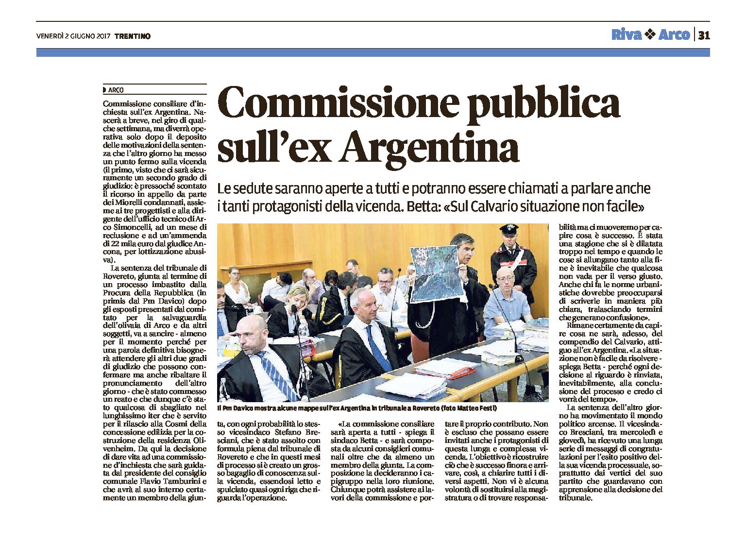 Arco, ex Argentina: Commissione consiliare d’inchiesta pubblica