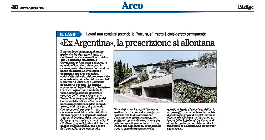 Arco, ex Argentina: la prescrizione si allontana