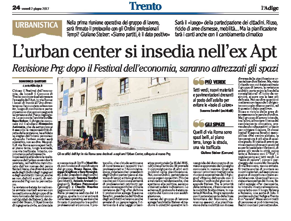 Trento, ex Apt di via Roma: a breve vi si insedierà l’Urban center