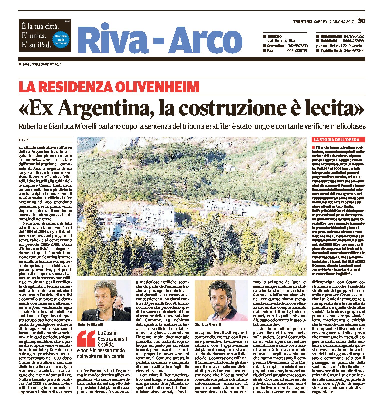 Arco, ex Argentina: Miorelli “la costruzione è lecita”