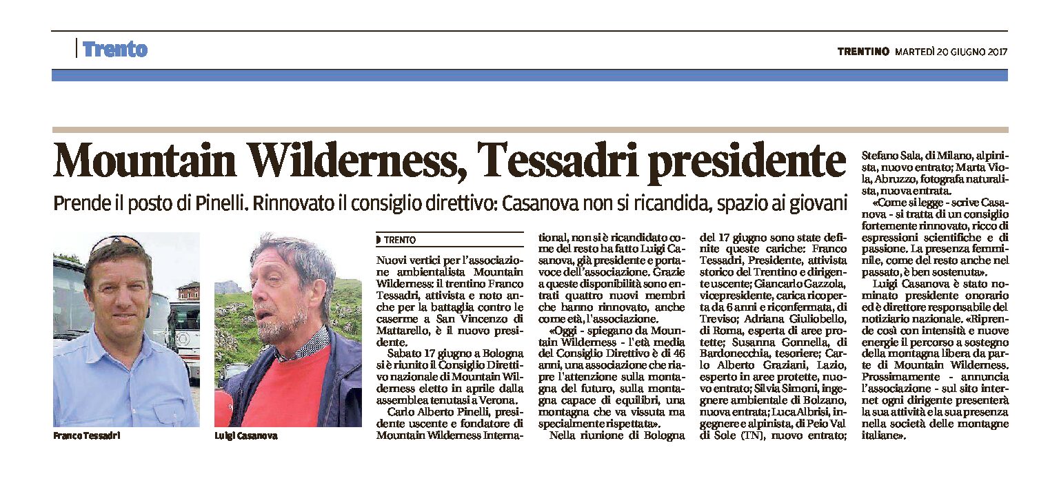 Mountain Wilderness: nuovi vertici, Tessadri Presidente