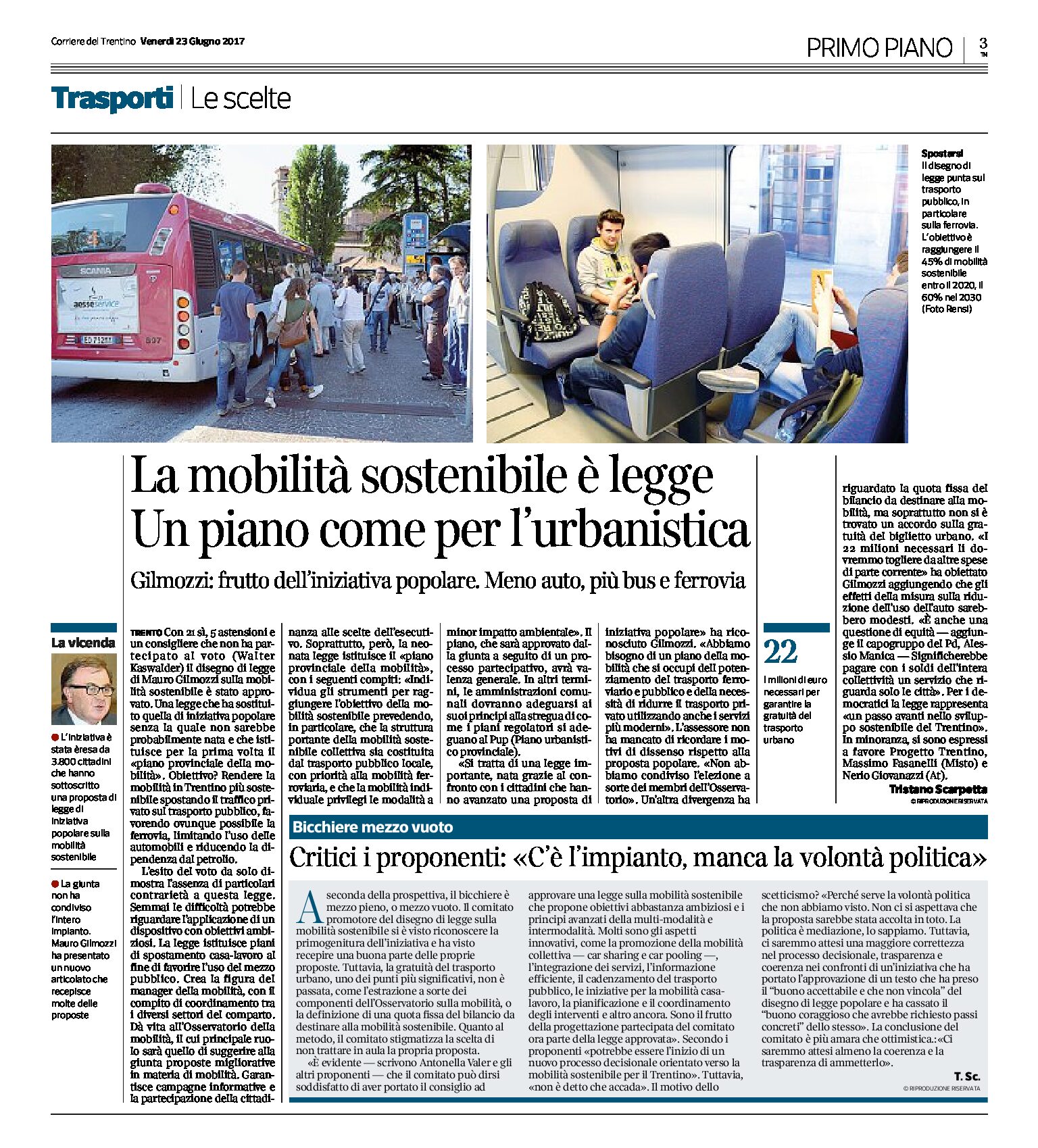 Trento, mobilità sostenibile: è legge. Un piano come per l’urbanistica